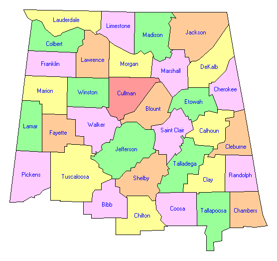 North Alabama County Map