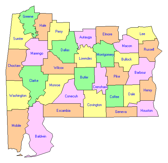 South Alabama County Map