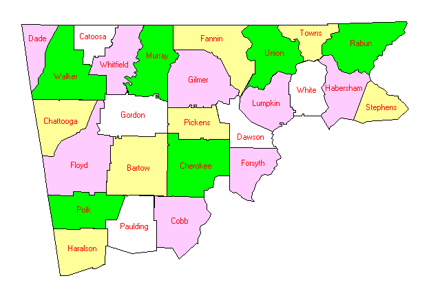 Appalachian Georgia County Map