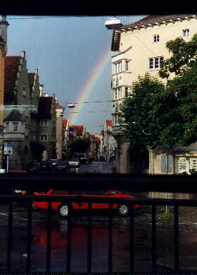 A rainbow as we enter Germany as seen from the town of Lindau.