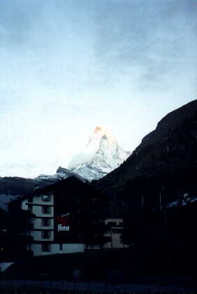 The famous Matterhorn bathed in early morning light.