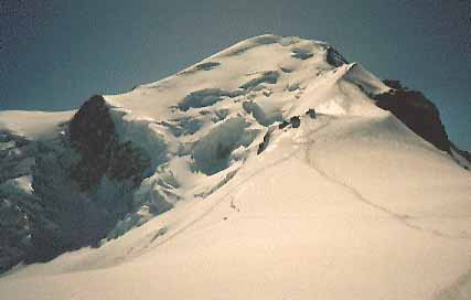 The uppermost reaches of Mount Blanc on a sunny day (from a photographic archive).