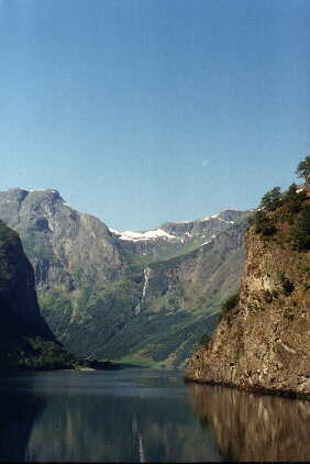 towering cliffs as viewed from the Næyerfjord.
