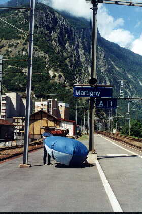 Edward dries out the tent in Martigny.