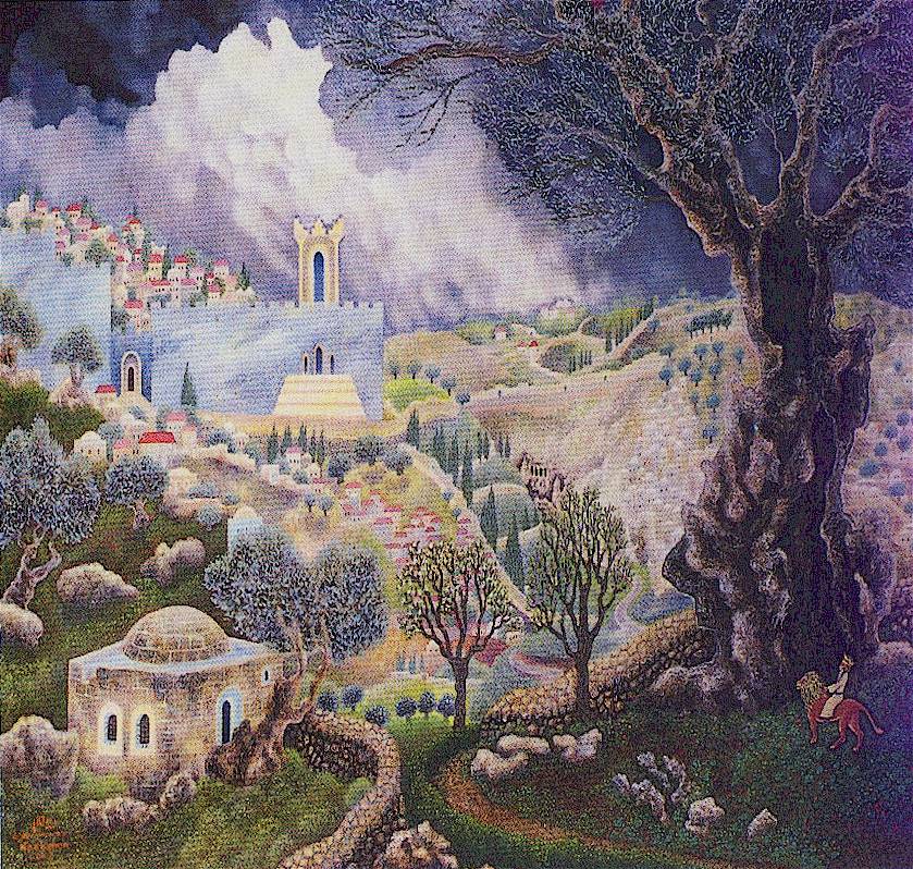 Jerusalem in its Glory, Acrylic on canvas. From the Boruch Nachson Art Gallery in Israel.