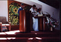 Juliana reading Torah