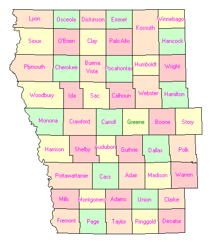 West Iowa County Map