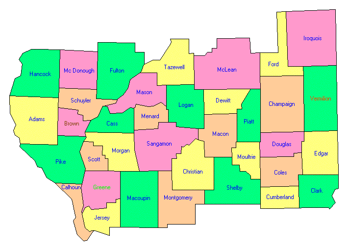 Central Illinois County Map