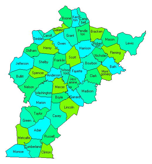 Central Kentucky County Map