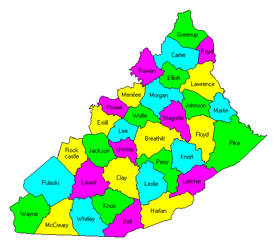 East Kentucky County Map