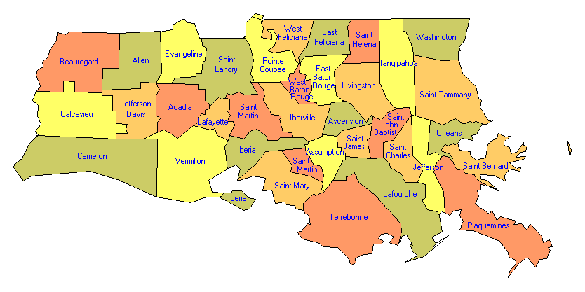 Louisiana Parishes Map