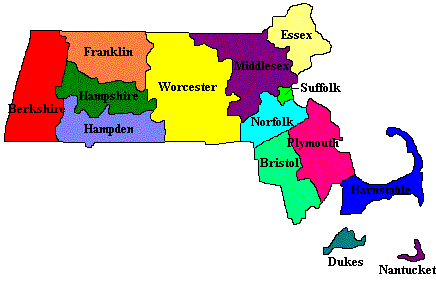 Massachusetts County Map