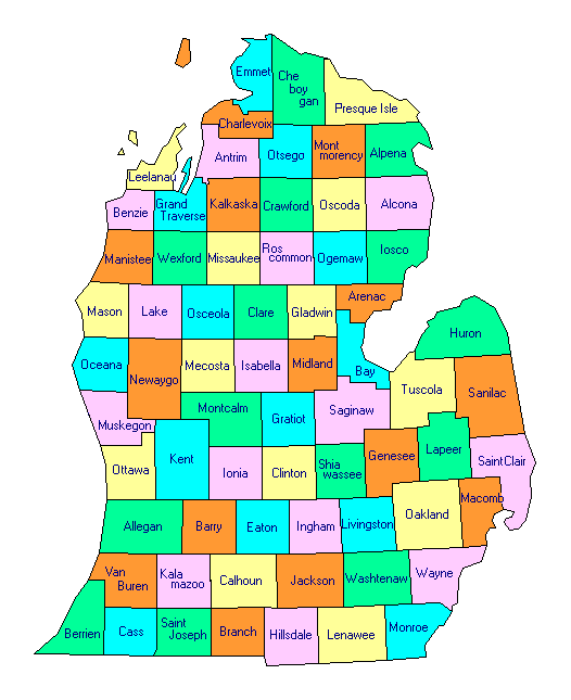 South Michigan County Map