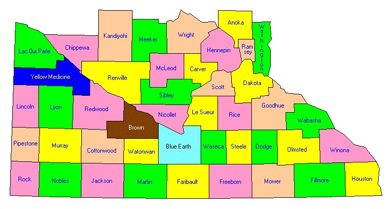 South Minnesota County Map