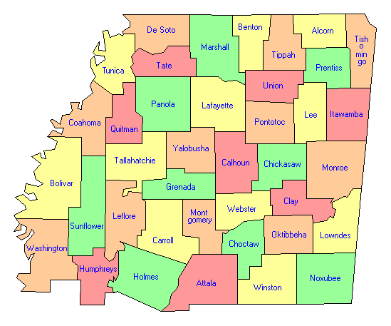 North Mississippi County Map