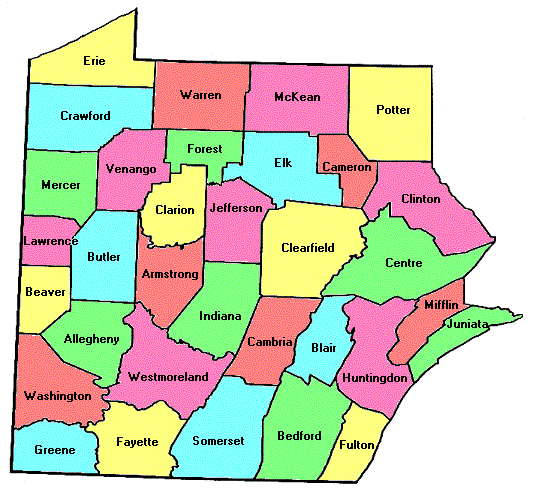 West Pennsylvania County Map