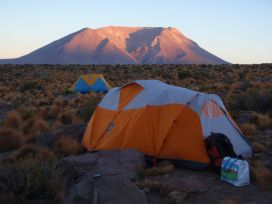 camp at sunset
