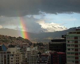 Illimani and rainbow