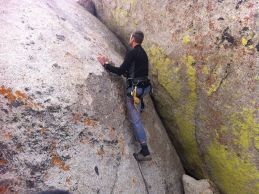 Kurt at route crux