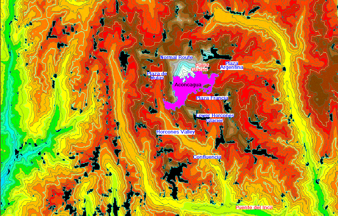 Aconcagua medium-scale colored map