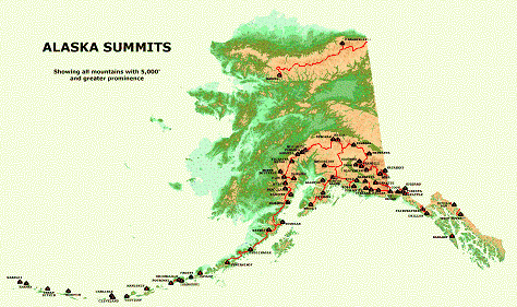 Alaska prominence map