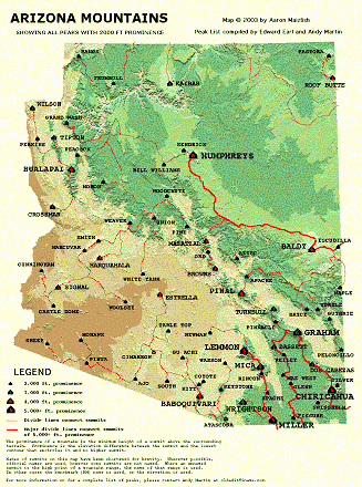 Arizona prominence map