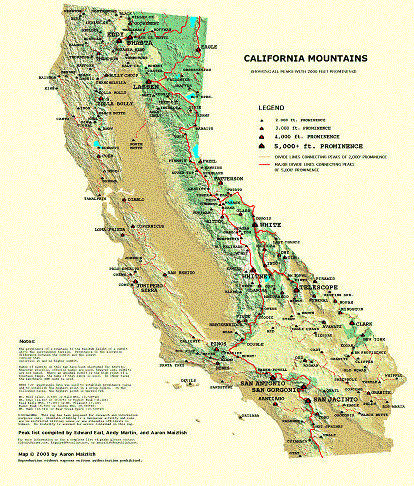 California prominence map