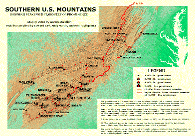 Southeastern prominence map