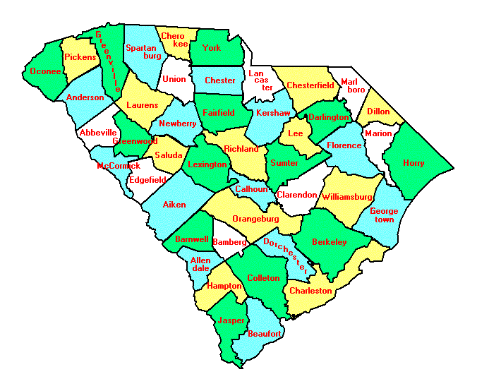 South Carolina County Map