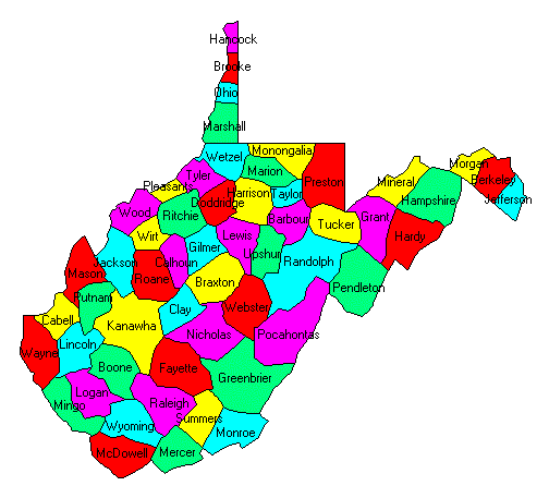 West Virginia County Map